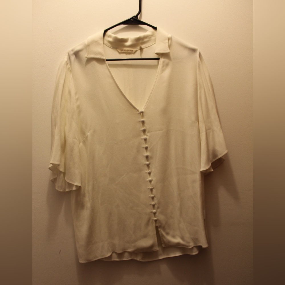Soft Surroundings Cream Button-Down Blouse
